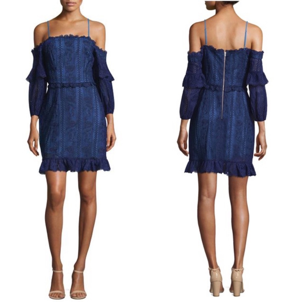 NWT Parker Off-Shoulder lace dress w/ Ruffle Trim
